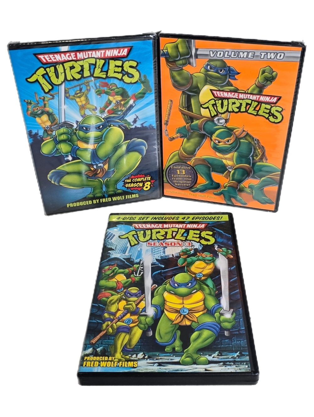 Original 1987 Teenage Mutant Ninja Turtles Volume 2 + Seasons 3 & 8 DVD Lot TMNT